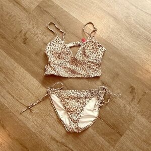 Vintage victoria’s secret y2k mid line bikini cheetah print Sz Sm